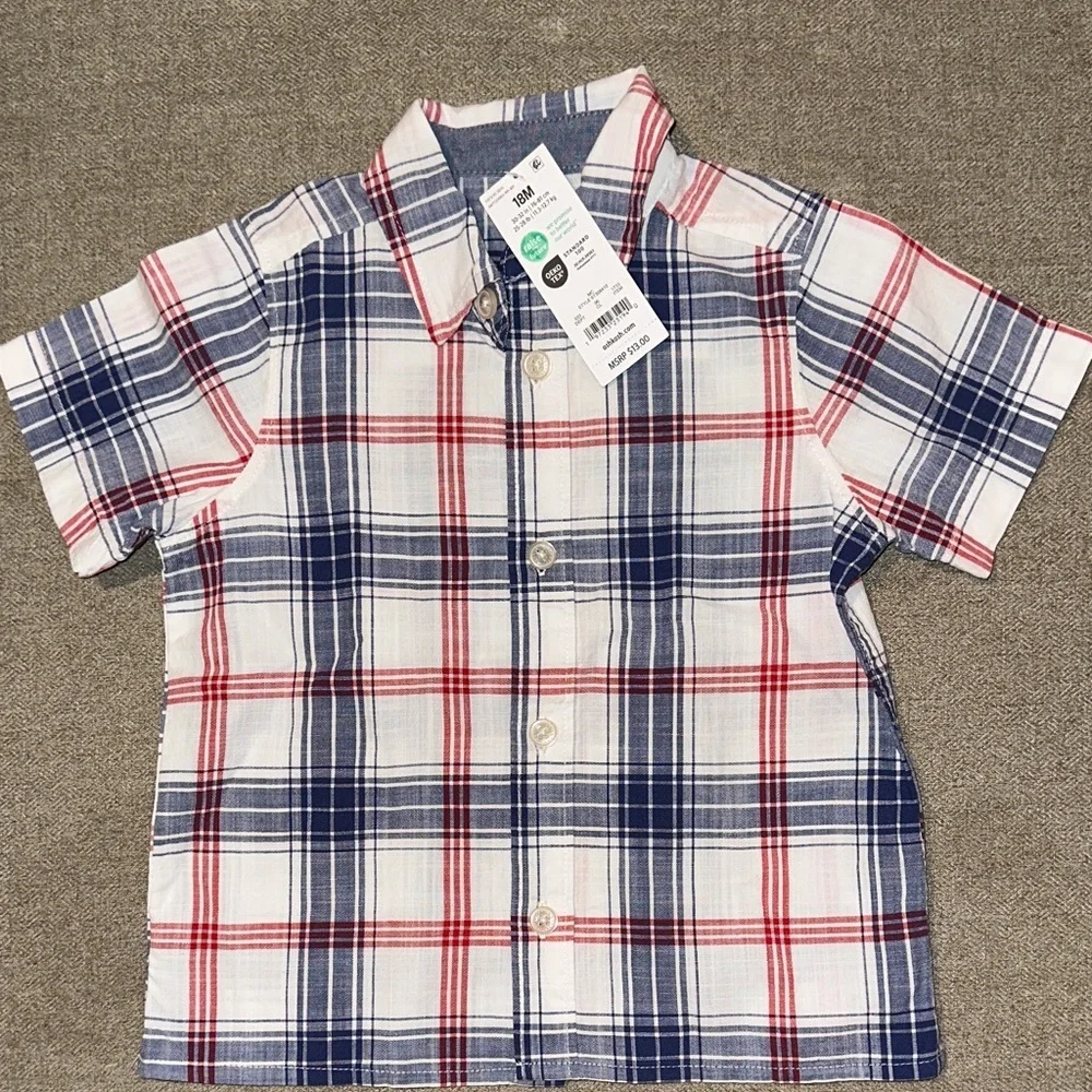 OshKosh B'gosh Red and Blue Plaid Button Down Shirt